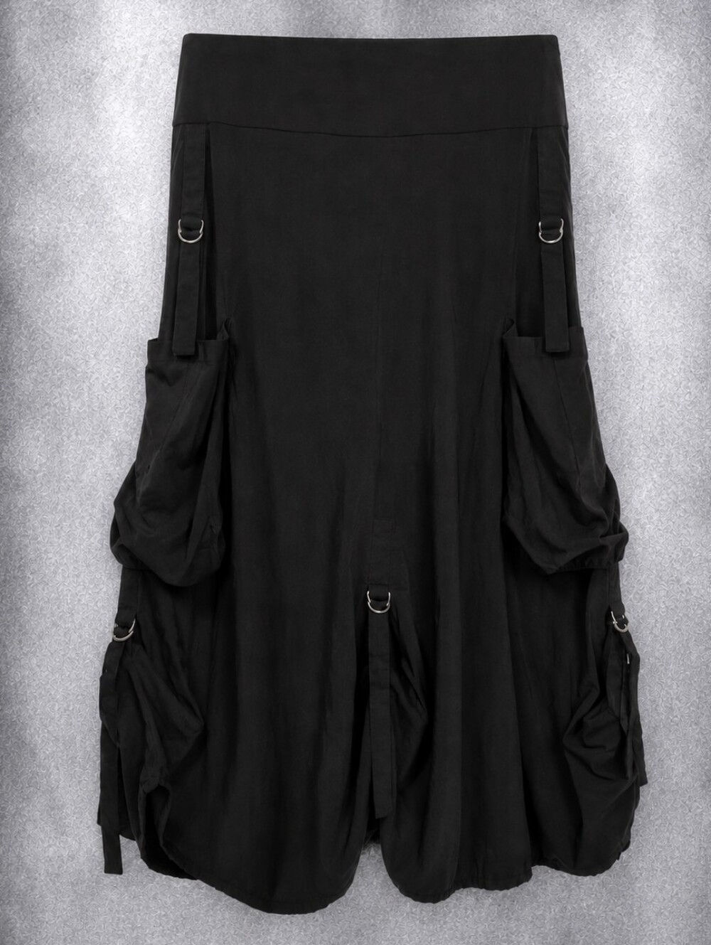 Alison Sheri Black Gothic Utility Skirt D-Ring Pocket Stretch Women Size X-Large - Picture 3 of 16